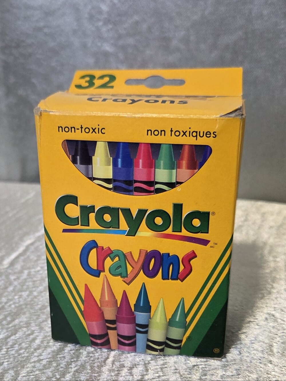 Vintage Crayola Yellow Box with Multicolor Crayons - Includes A Dandelion